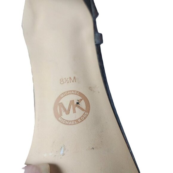 Michael Kors Leather Snakeskin Strappy Dressy Heeled Sandals Silver Women's 8.5M - Picture 11 of 14